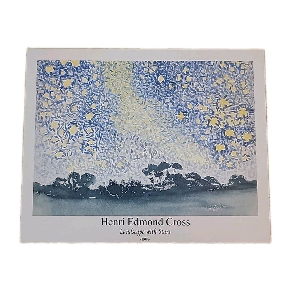 Vintage Henri Edmond Cross Print – Landscape with Stars 1908 – 8x10 Unframed Art